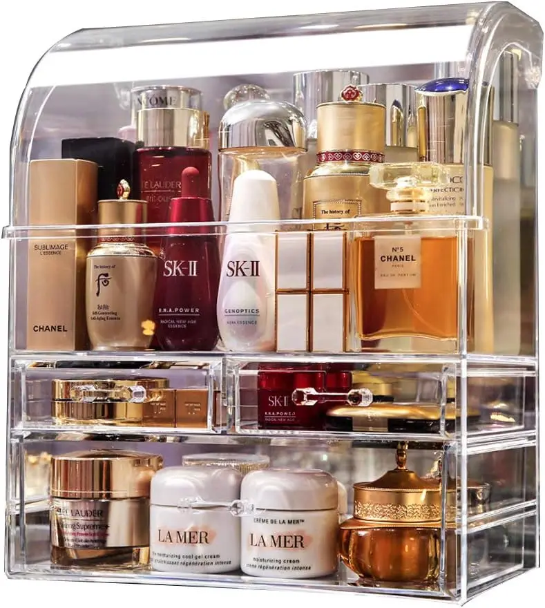 

Large Clear Acrylic Makeup Organizer with Drawers for Professional Cosmetic Storage and Display