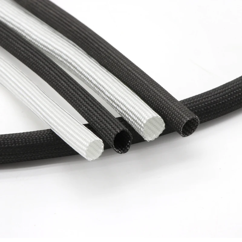 White/Black ID 1mm ~ 40mm Fiberglass Tube 600 Deg.C High Temperature Chemical Glass Fiber Braided Sleeve Wire Pipe Protector