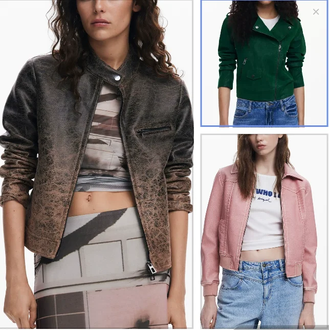 New Spanish stand-up collar zipper slimming motorcycle jacket for export original order