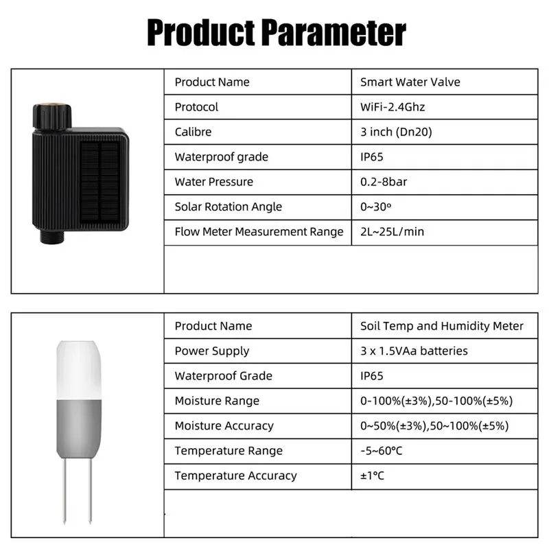 [NEWA64Z!】 Solar Powered Water Timer Smart Water Valve Tuya Smart Water Timer Soil Temperature Humidity Sensor Detector