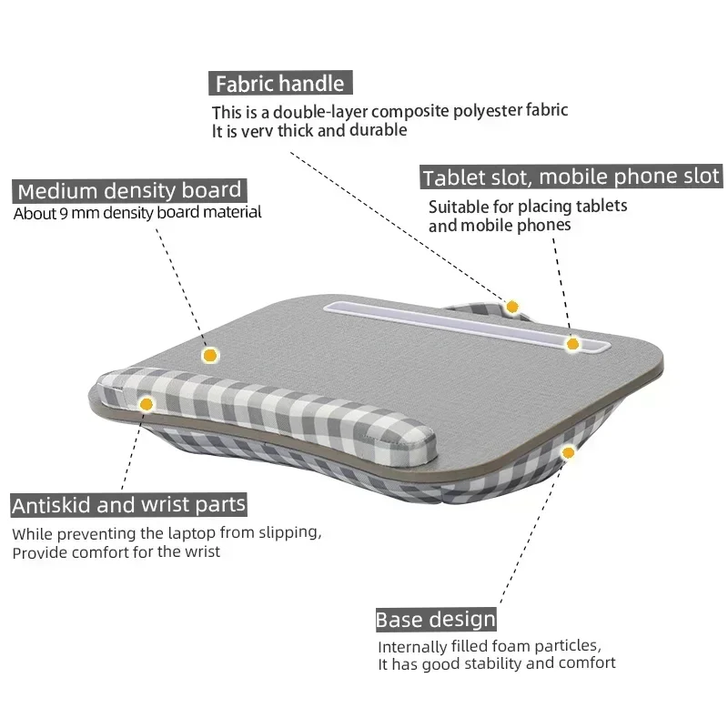 Multifunctional แบบพกพาโต๊ะแล็ปท็อปกลับเบาะฟองน้ำความหนาแน่นสูงห้องนอนโซฟาตารางตักง่าย,นุ่มและสบาย