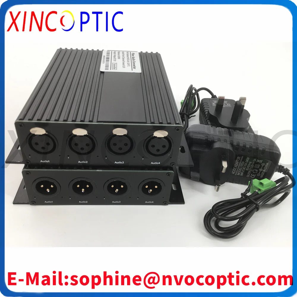 4Channel Forward XLR Audio to Fiber Converter Balanced Audio Over 1.25G BIDI 20KM LC /SC/FCOptical Extender TransceiverReceiver