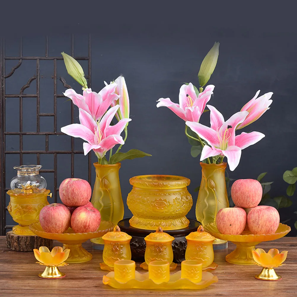 

Буддийская стеклянная чашка с узором лотоса, декоративная чашка для воды, домашний храм, ритуальное использование, аксессуар Будды, поставка Будды