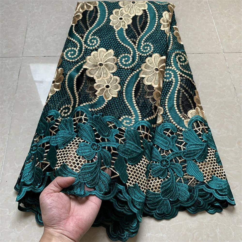 2026 African Nigerian High Quality Embroidery Lace Fabric Water Soluble Tulle Wedding Party Dress Guipure Sequins 5Yards YXZ003