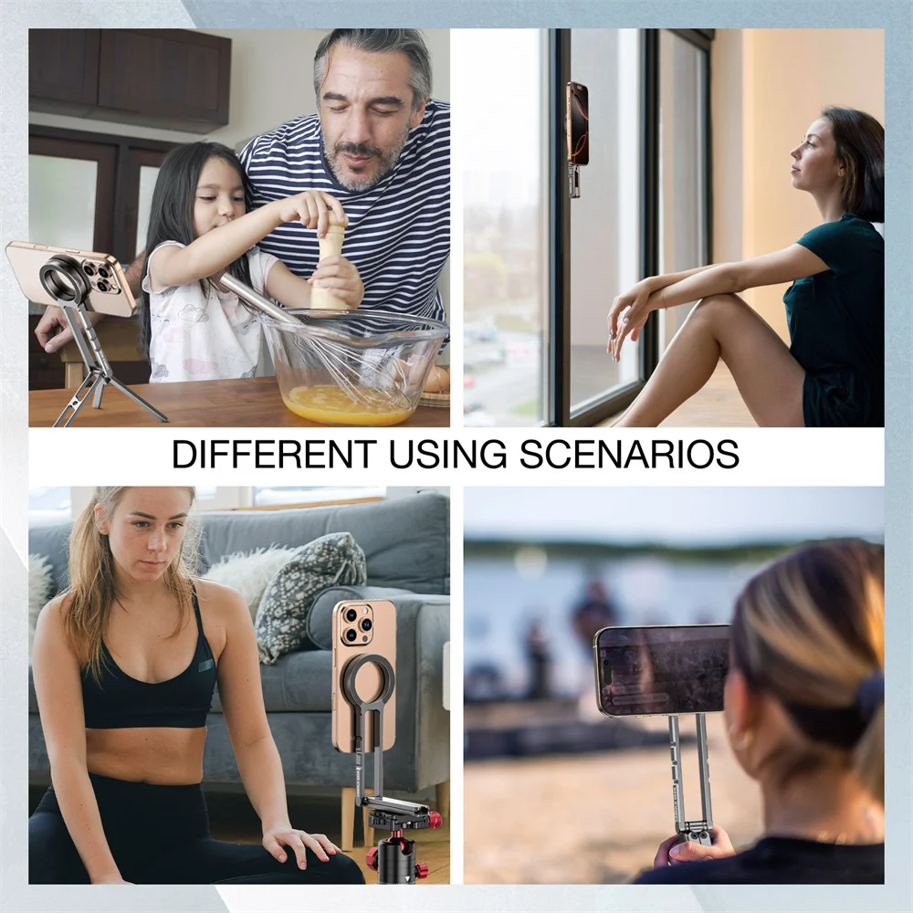 Magsafe Phone Tripod Dual-sided Magnetic Phone Holder Phone Stand for Iphone 16 15 Android Outdoor Travel Vlog LiveStreaming