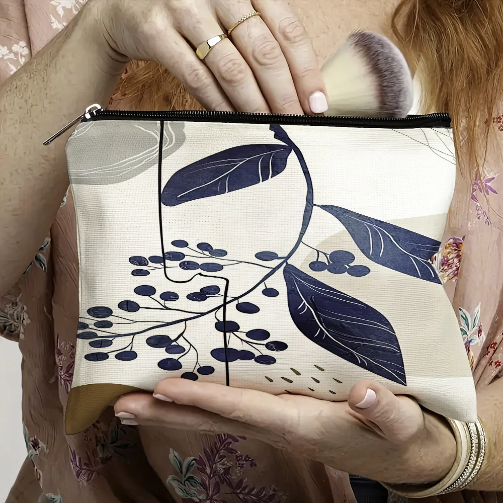 Geometric Girl Makeup Organizer Botanical Lady Cosmetic Bag Travel Use Pouch Elegant Minimalist Nature Women Daily Carry Case