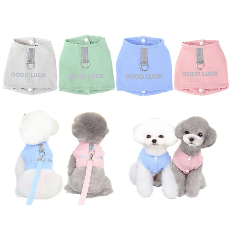 Dog Harness Clothes Vest Pet Harness Leash Set for Small Medium Dogs T-shirt Yorkie Chihuahua Clothing Outdoor Dog Accessories