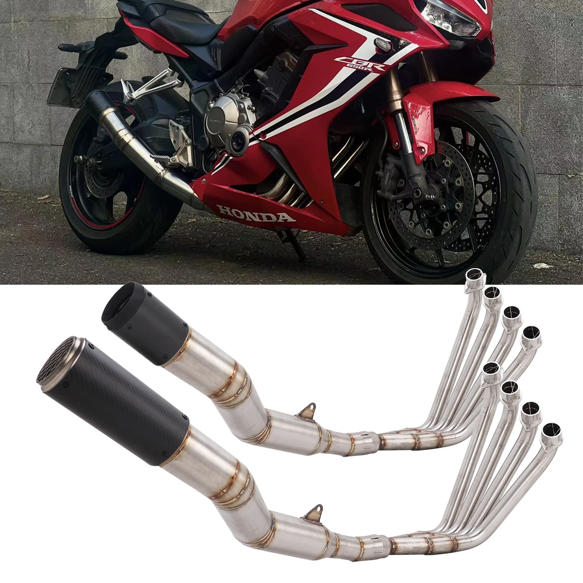 Exhaust Link Header Pipe Full Systems For Honda CBR650 CBR650R CB650F 2019-2026 Escape Exhaust Systems Modify 76mm Muffler Pipe
