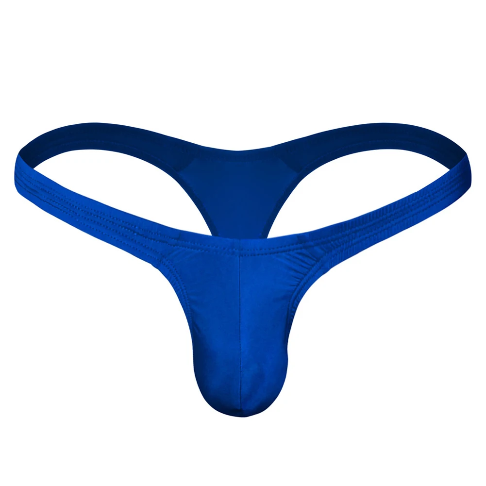 Men Sexy Solid Lingerie Low Rise T-back Thong Bulge Pouch Underwear Jockstrap Briefs Breathable Elastricity Soft Panties