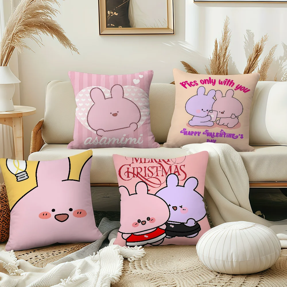 Cartoon Cute A-Asamimichan Bunny cushion cover Pillow Cover Decoration Room Home Sofa living Office Car Nordic Simplicity