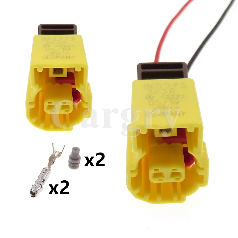 1 Set 2P 8K0973323R Automobile Waterproof Connector AC Assembly Car Crash Sensor Wiring Terminal Socket for VW Audi A456 Q57