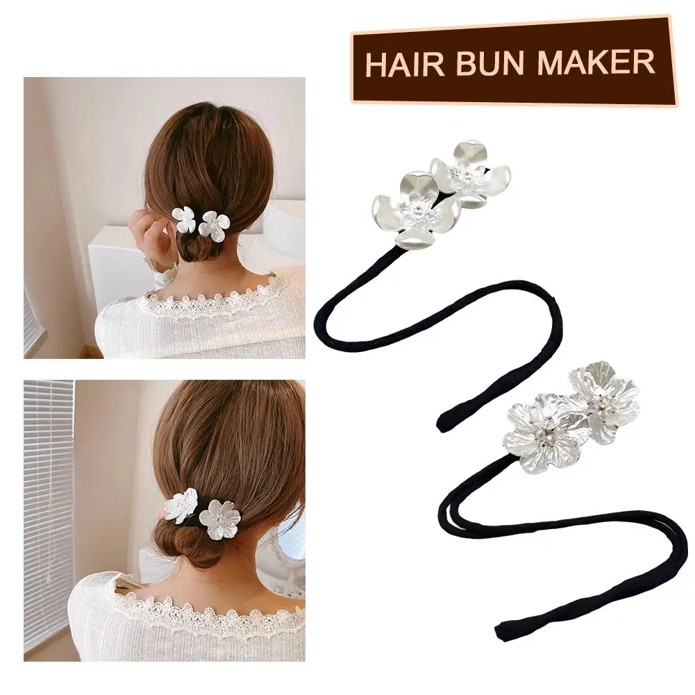 

Shell Flower Bun Maker Flower Bud Head Bun Maker Bow Styling Artifact Women Pin Dish Braiders Hair Pearl Hair Hair Lazy X3G0