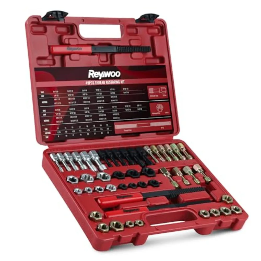

Thread Chaser Set, Metric and SAE Thread Restorer Tool with 22 Taps 24 Dies 3 Thread Files, Master Thread Cleaner Rethreading K