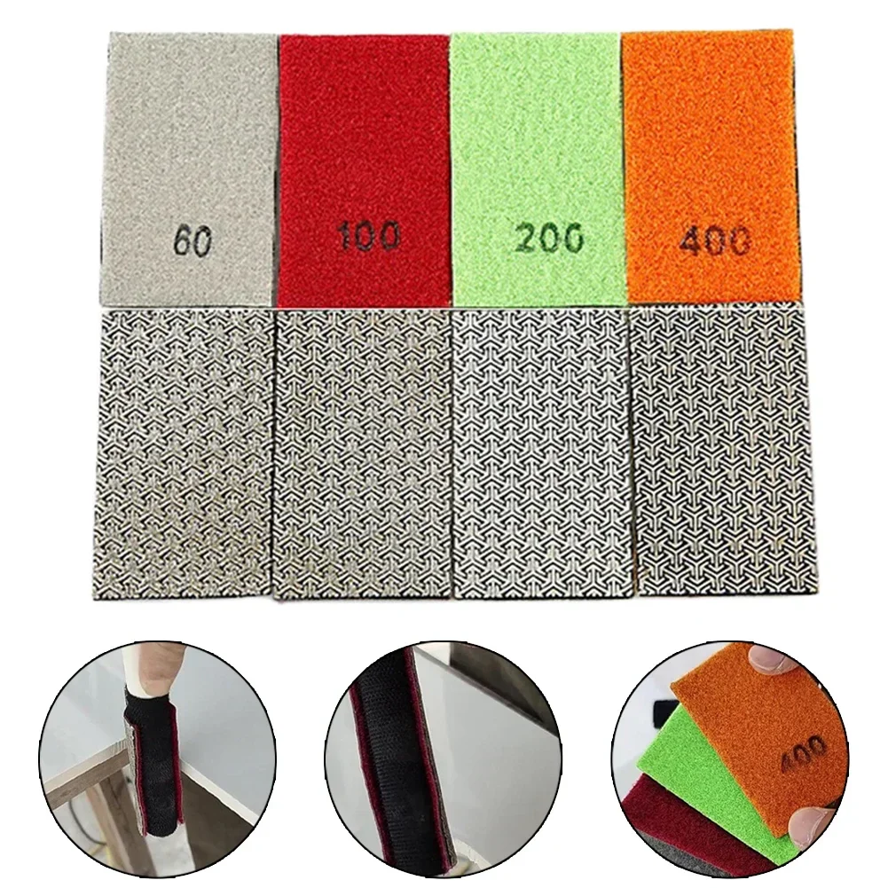 Diamond Hand Polishing Pads 60-400Grit Tile Glass Abrasive Grinding Block Pad Sanding Disc Woodwork Knive Grinding Edge Tool