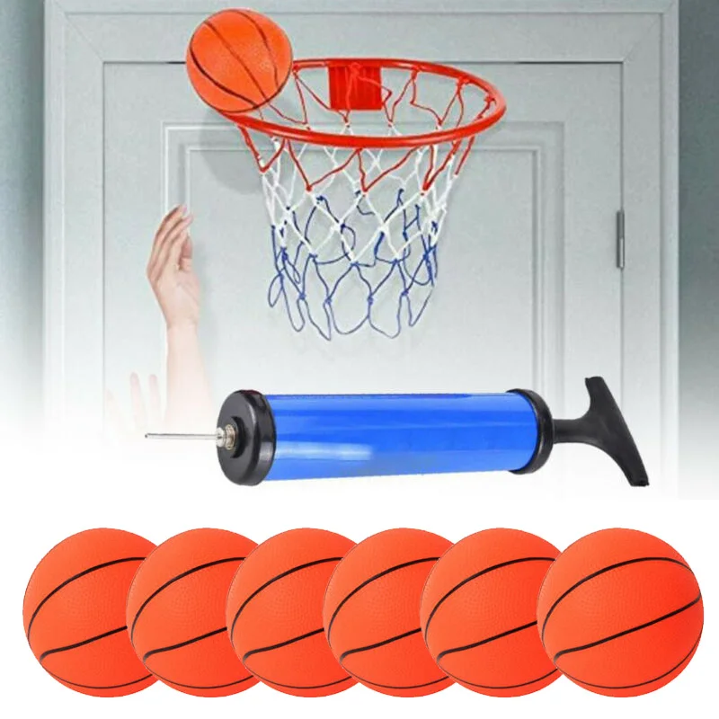 6Pcs 4inch Small Basketball With Pump+Needle Mini Children Inflatable Basketballs Convenient Fun Indoor Sports Parent-child Game