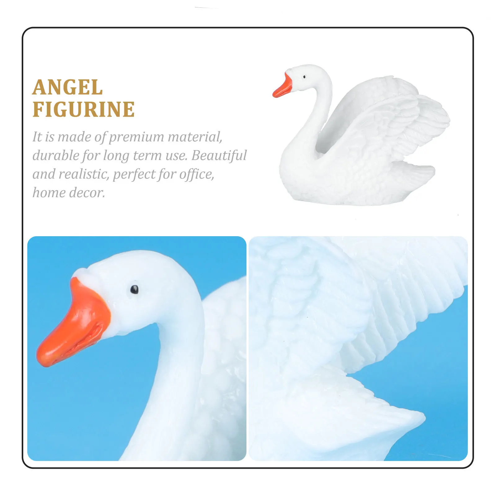 2 قطعة زينة راتينج البجعة ديكور حديقة صغيرة المناظر الطبيعية الصغيرة تماثيل الحيوانات مشغولات الراتنج الزخرفية المشهد الصغير الحيوان #6