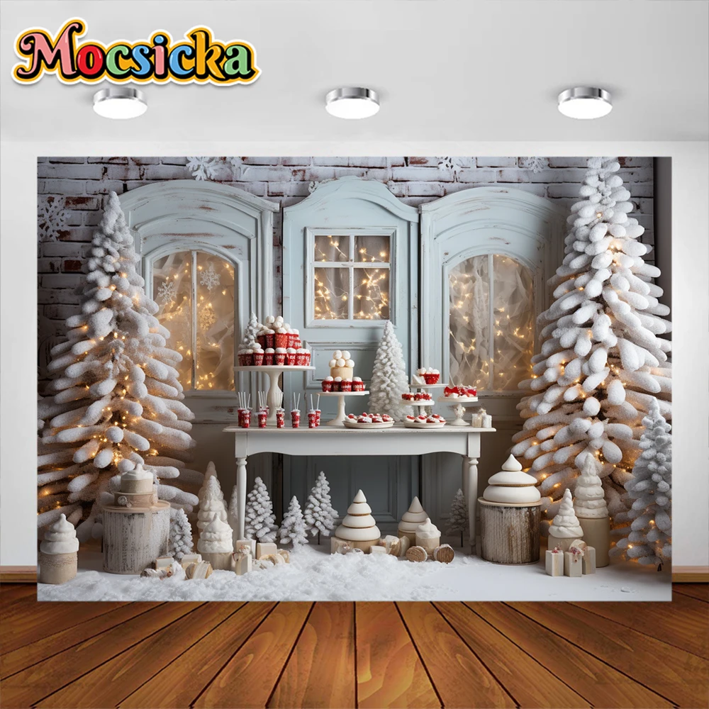 모시카 크리스마스 거실 배경, 어린이 성인 사진 소품, 아기 웨딩 하우스 성 배경 배너 소품