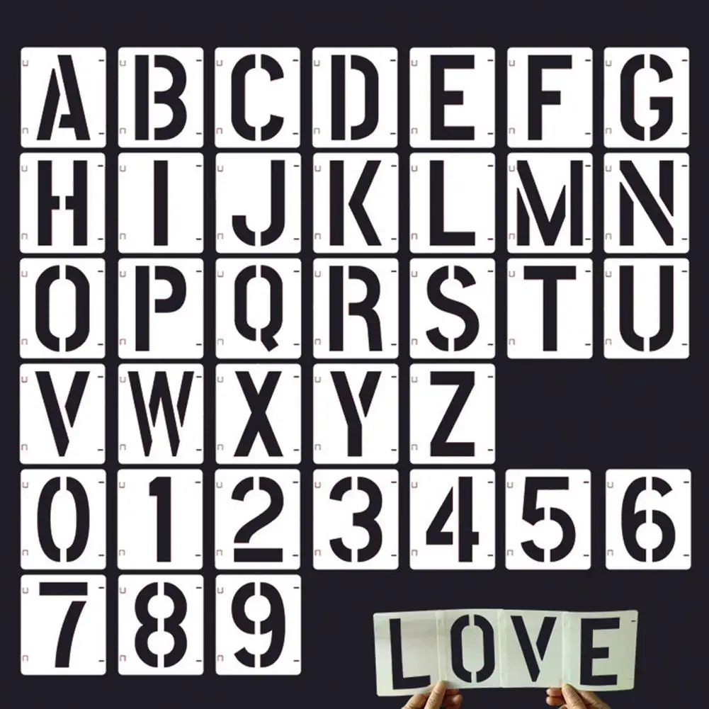 12*10cm Letter Stencils And Numbers PET Reusable Templates For DIY Art Crafts 26 Letters 10 Numbers For Wood Fabric Cake Decor