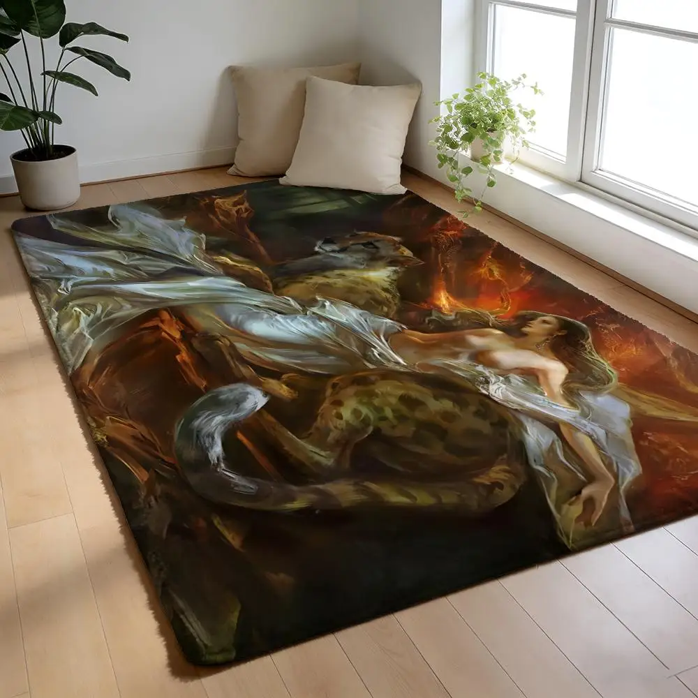 

Floor Mat Soft Flannel Rug Non-Slip Absorbent Mat for Bathroom Bedroom Home Decor cool Frank Frazetta art