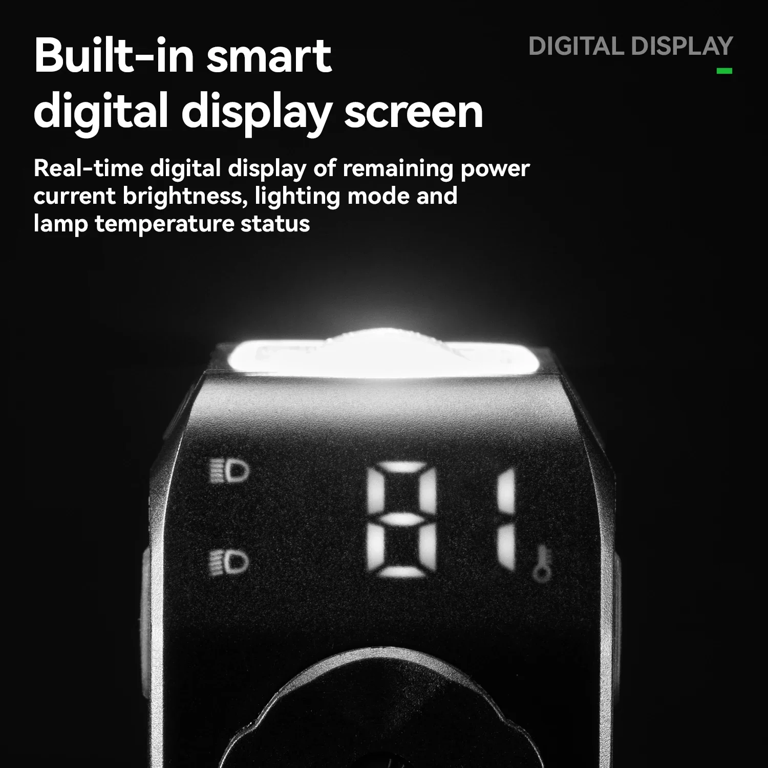 

ROCKBROS 1600LM Подвесной светильник для велосипеда с дистанционным управлением, цифровой дисплей, велосипедный светильник IPX6, всепогодный умный велосипедный фонарь, налобный фонарь