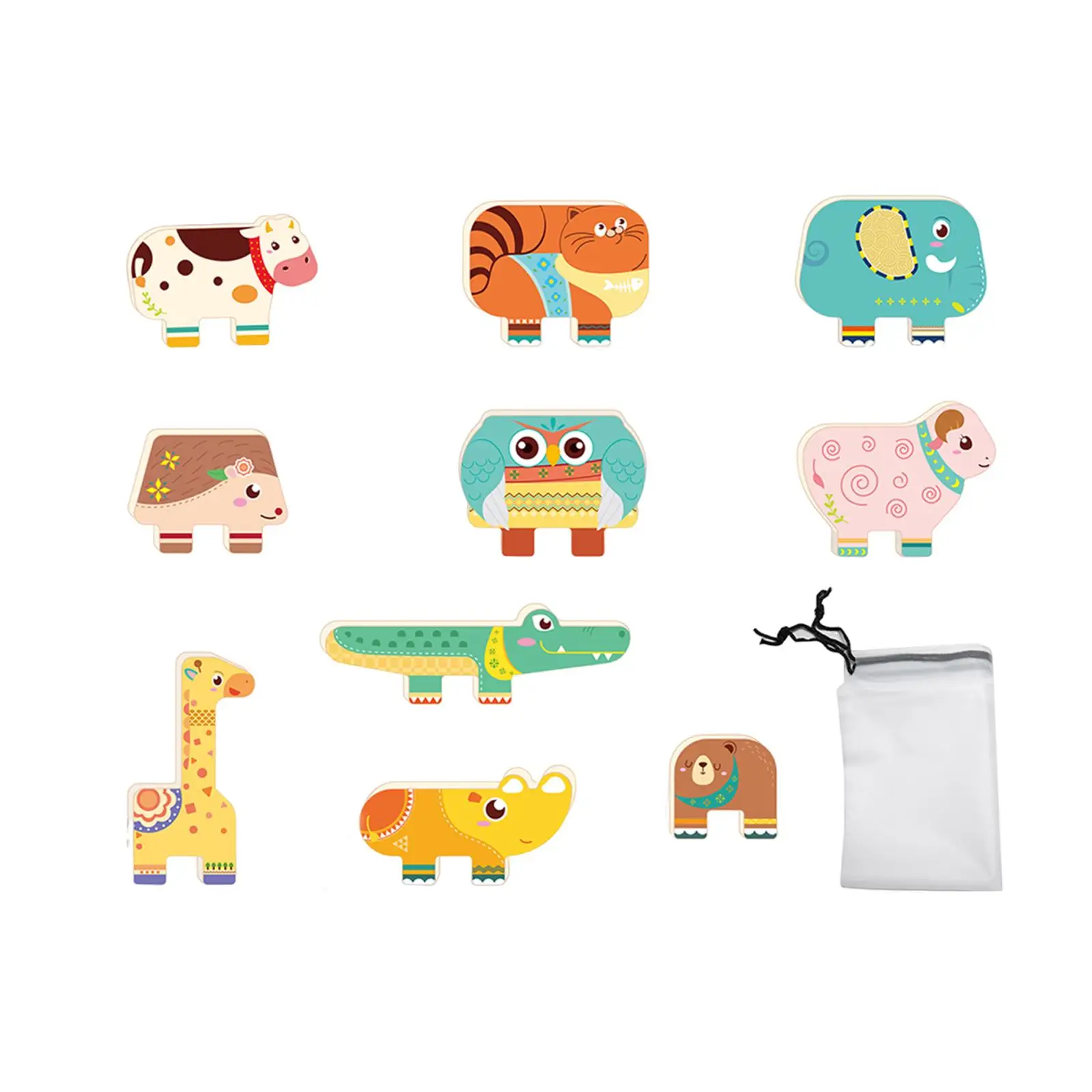 10 pçs brinquedo de empilhamento de animais conjunto sensorial de motor fino jogo de equilíbrio blocos de construção para crianças de 3 a 7 anos meninos meninas presente de aniversário