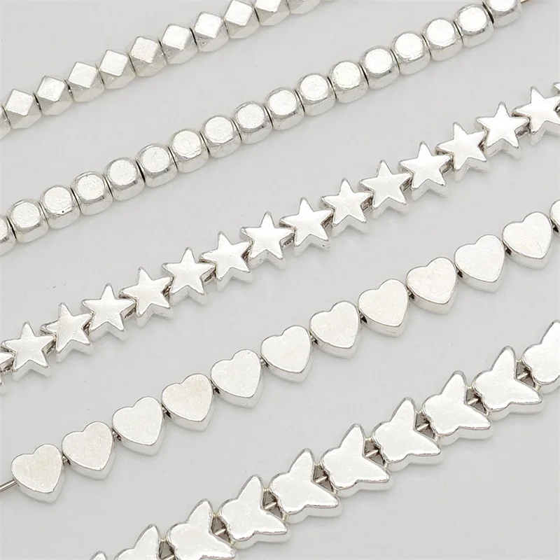Wholesale 500pcs/lot cartoon butterfly hearts square stars shape alloy straight hole beads diy jewelry garment accessory