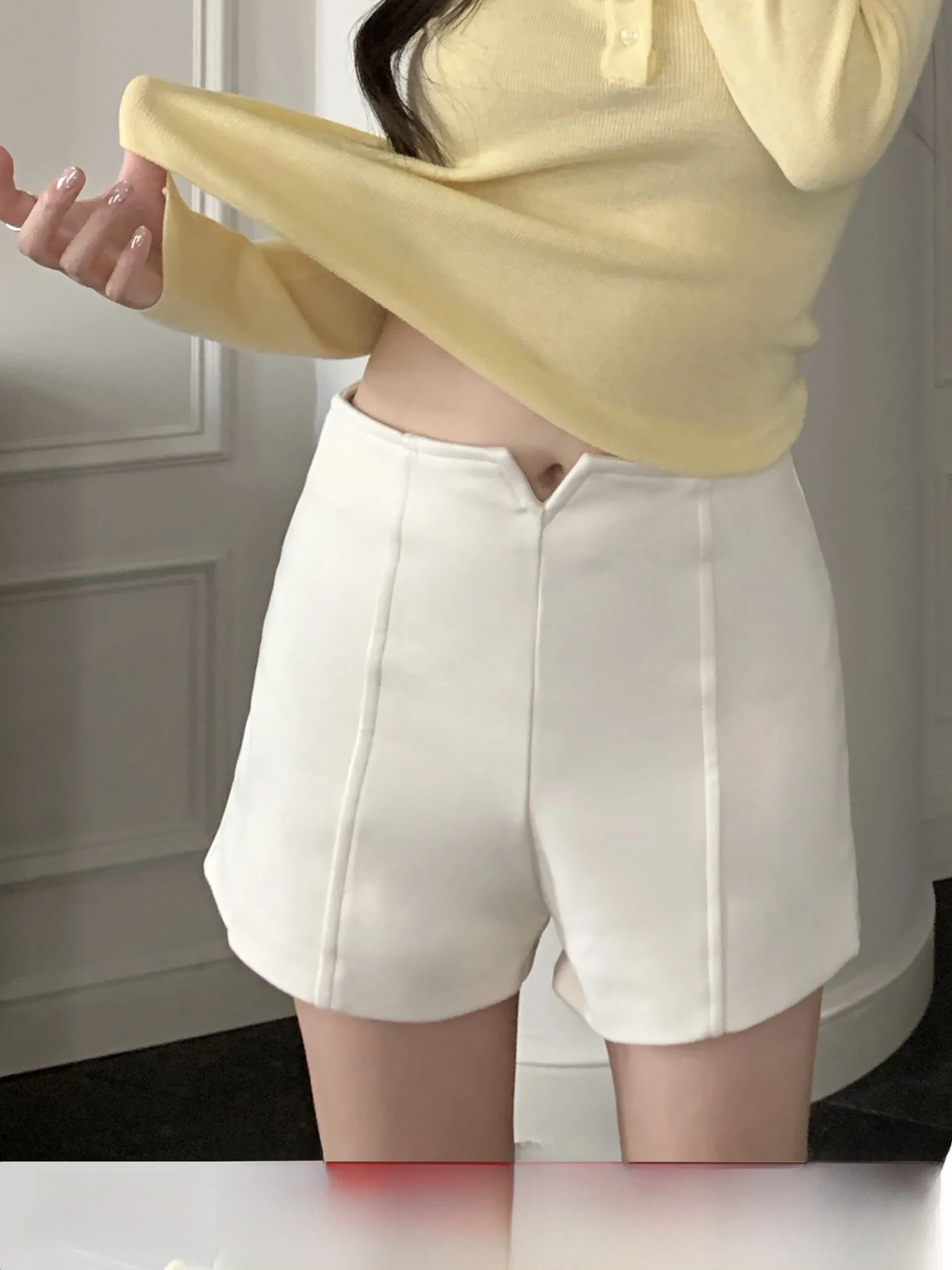 Pantalones de lana de cintura alta estilo A-Line Anneop Mis Foggy Cool Simple, pantalones casuales para el día a día, estilo coreano, moda femenina.