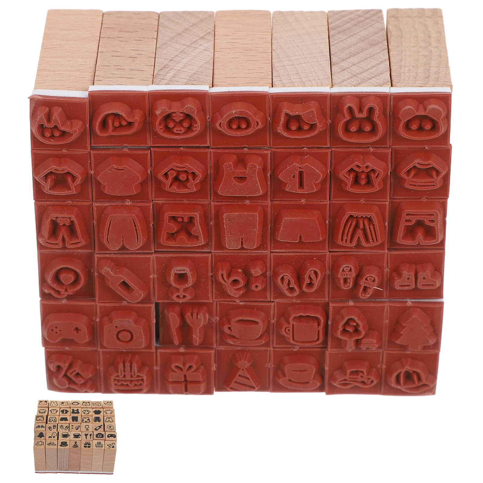 42 stücke Tier Party Briefmarken Mini Holz Stempel Set Für Kinder Diy Handwerk Scrapbooking Klassenzimmer Belohnung Briefmarken Weihnachten Strumpf