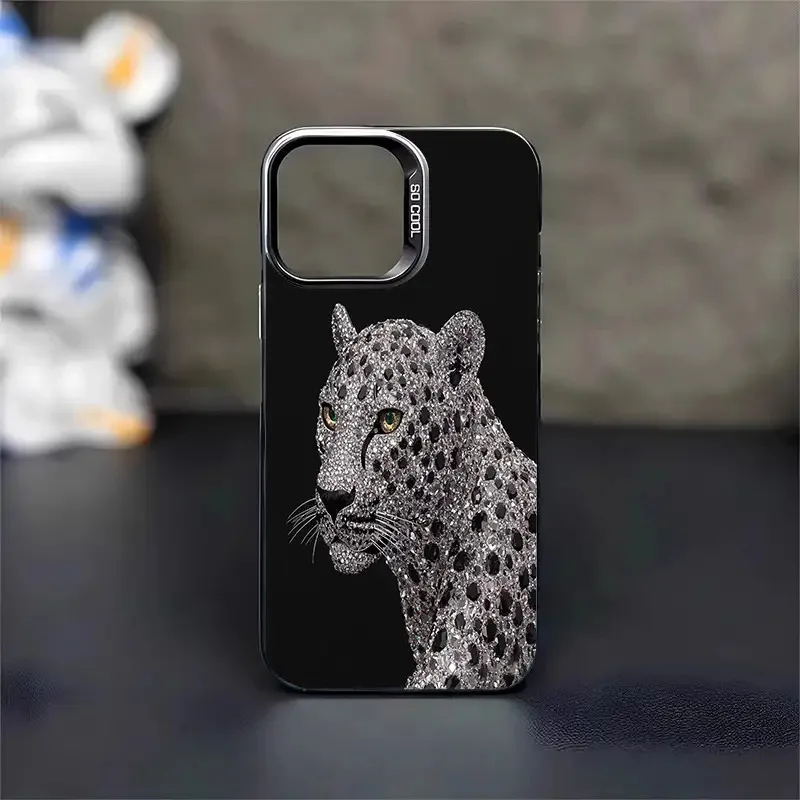 

Leopard pattern design phone case for iPhone 17 16 15 14 13 12 11 Pro/ Max/Plus shock-proof rear cover anti-fingerprint