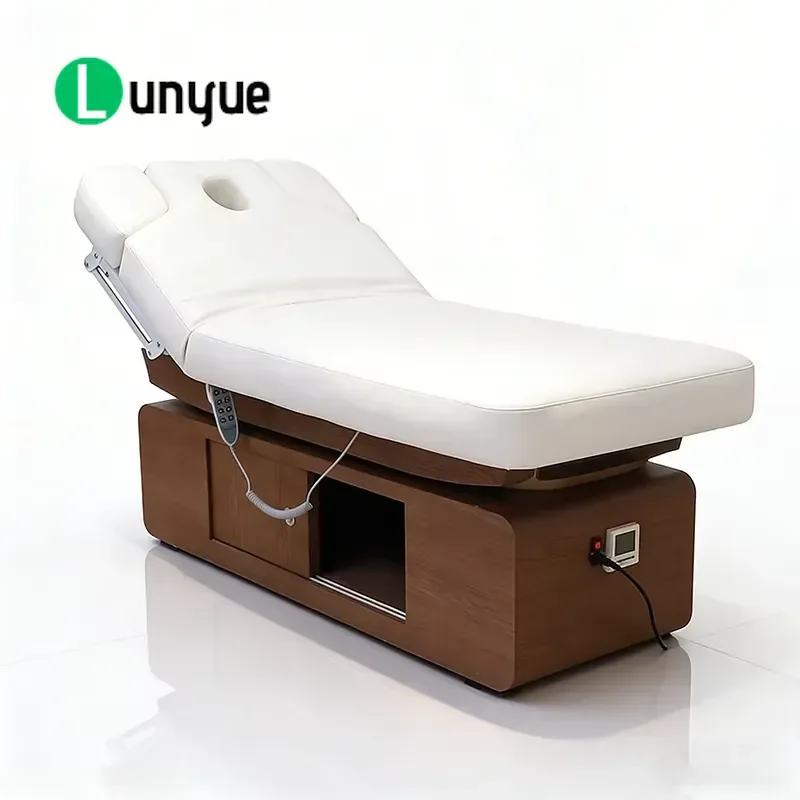 Modern Thai Style Wooden Beauty Massage Bed 3 Motor Electric Facial Spa Bed with Heating for Eyelash Extension Luxury
