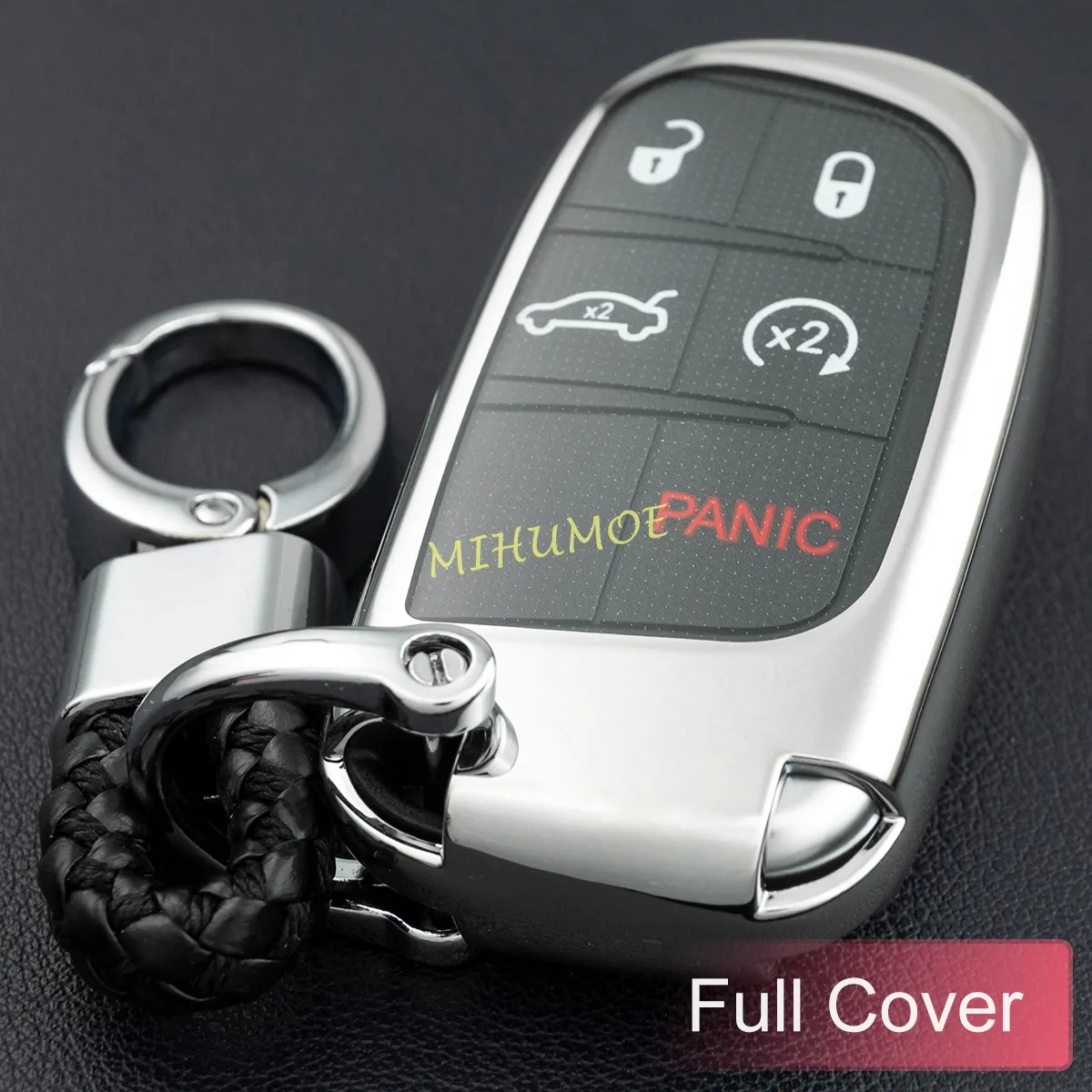 Car Key Chain Ring Fob Case Cover For Jeep Grand Cherokee Renegade Compass Dodge Charger Challenger Durango Journey Fiat 500X