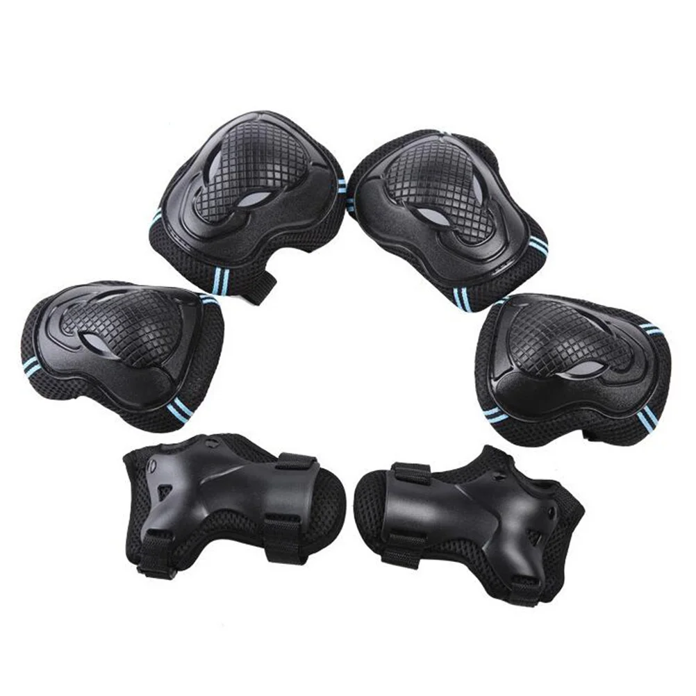 

Adults Protective Pads Gear Kit Knee Elbow Wrist Brace Set Size L Black Blue Ideal for Scooter Roller Skating
