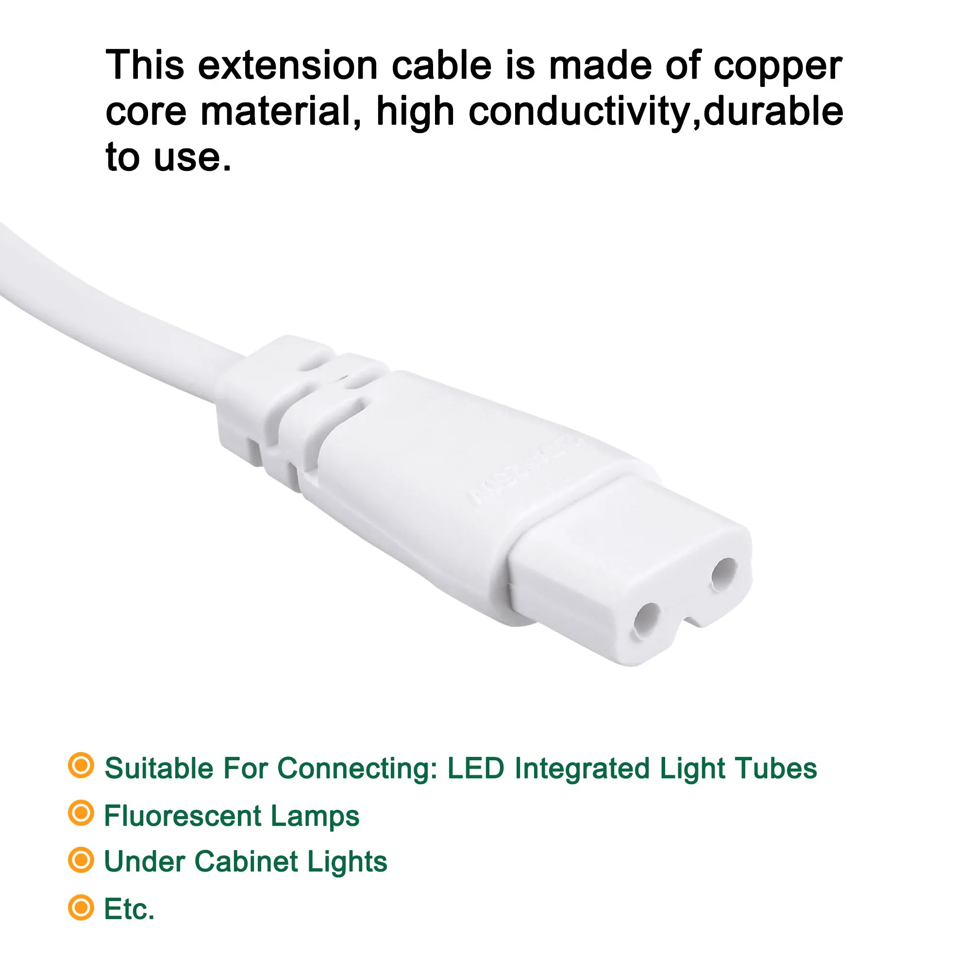 4Pcs 30CM/50CM T5 LED Tube Extension Cable Wire 2 Pin Male to Female Cord LED Integrated Light Tube Fixture Connecting Cable