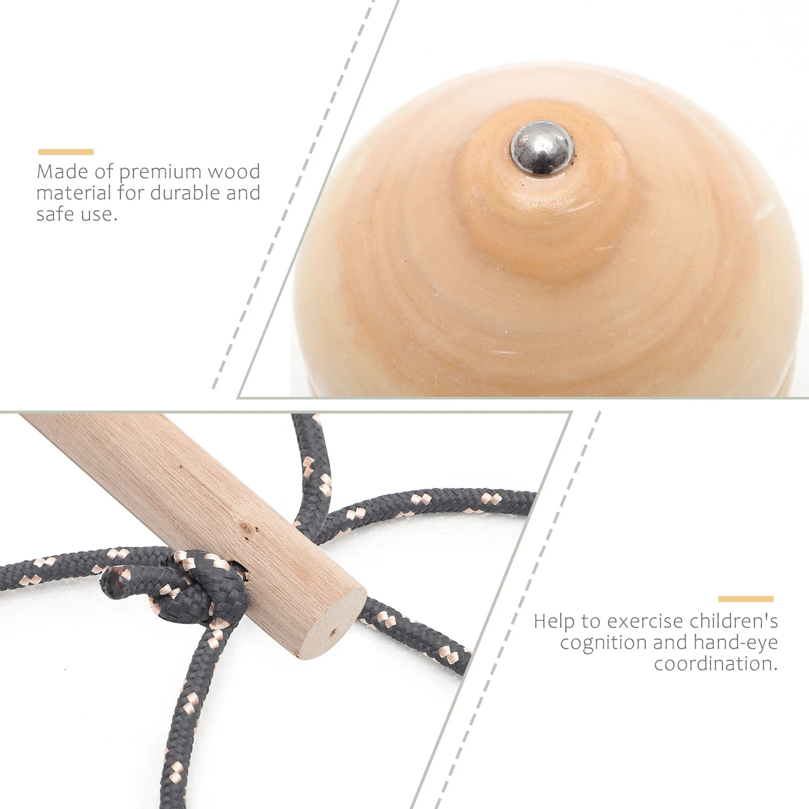 木製ジャイロスコープ ペグトップ ヴィンテージ エルム材 6cm ブラウン ポータブル クリエイティブ 手と目の協調 フィットネス 子供 高齢者向け