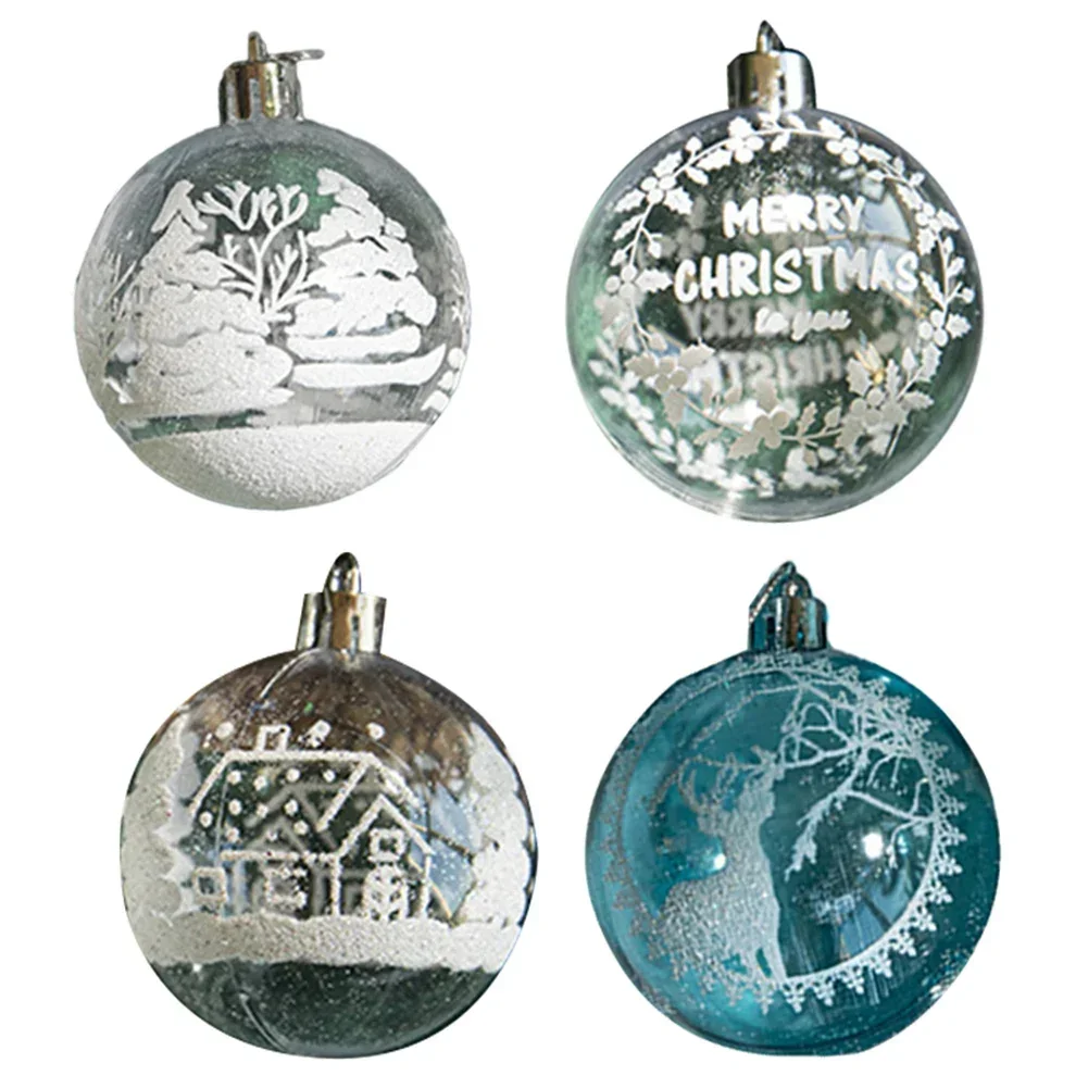 Ornaments Christmas Ball New Year Party Transparent Painting Wedding Ceremony Xmas Tree 6Pcs/box 6cm Brand New