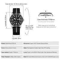 Watchdives EXD 40Mm Titanium Dive Watch Man VH31 Sweep Quartz Watches 200 Waterproof Ar Sapphire BGW9 Luminous 316L Wristwatch photo 2