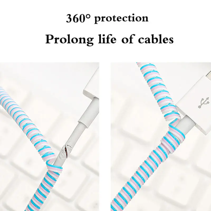 USB 충전용 케이블 보호 와인더, 데이터 케이블 와이어 보호 커버, 데이터 코드 보호기 케이블 정리함, 1.4m