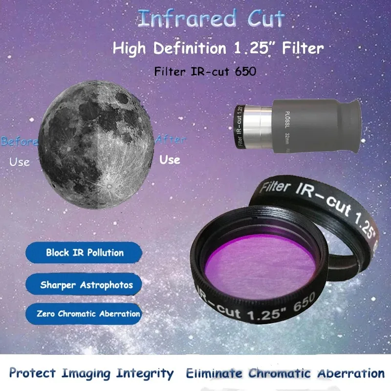 

1,25 "/31,7 мм инфракрасный отсекающий фильтр IR-CUT650 аксессуары для астрономических телескопов фильтр окуляра для астрофотографии телескопа