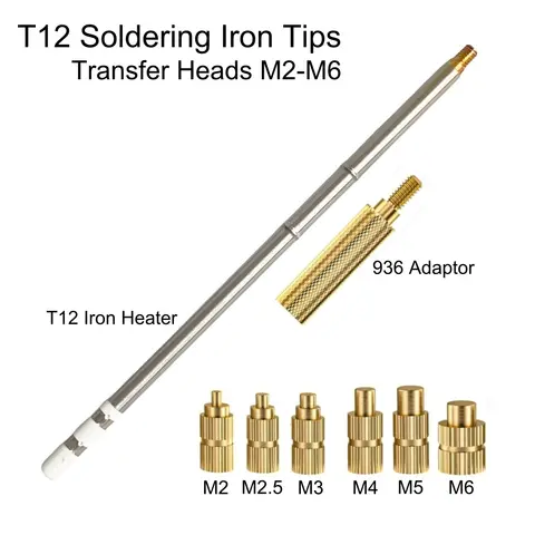 Heat Insert Nut Adaptor Tips For T12 Soldering Iron Hot Melt Nuts Embedded Insertion Indenter  M2-M6 3D Print Accessories