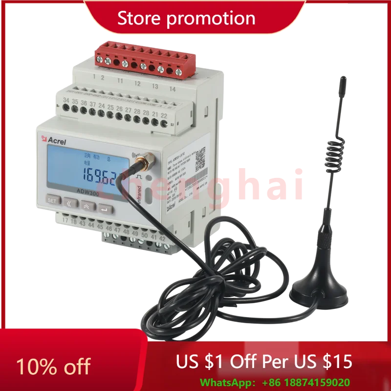 

Acrel ADW300 IoT Wireless Smart Wifi 3-Phase Electric Energy Meter Online MQTT Energy Monitoring System Din Rail Online Access