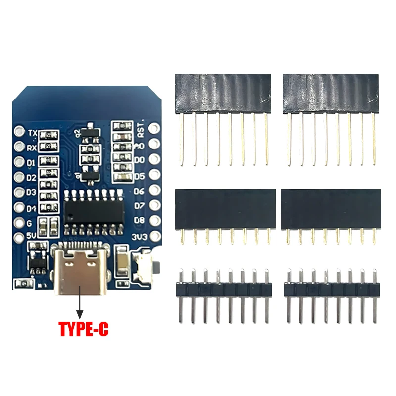 WeMos D1 Mini TYPE-C/Micro USB ESP8266 ESP-12F CH340G V2 Module WiFi D1 Mini Development Board 3.3V with Pin for Arduino