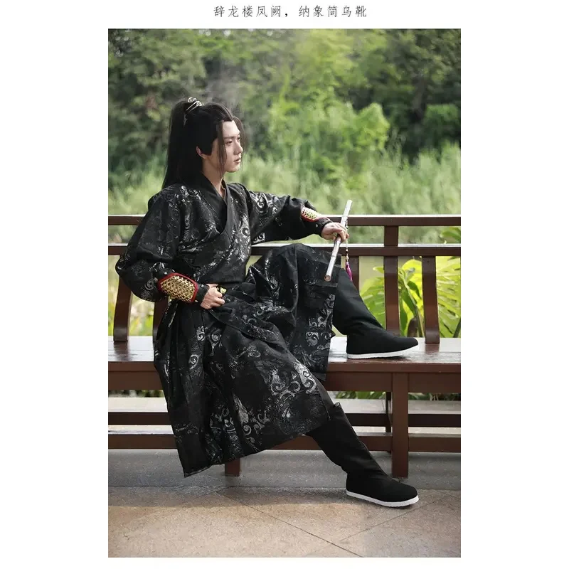 Botas de espadachim guerreiro da dinastia ming chinesa preta para adultos wushu kung fu sapatos dedo do pé redondo vintage filme jogar acessórios hanfu