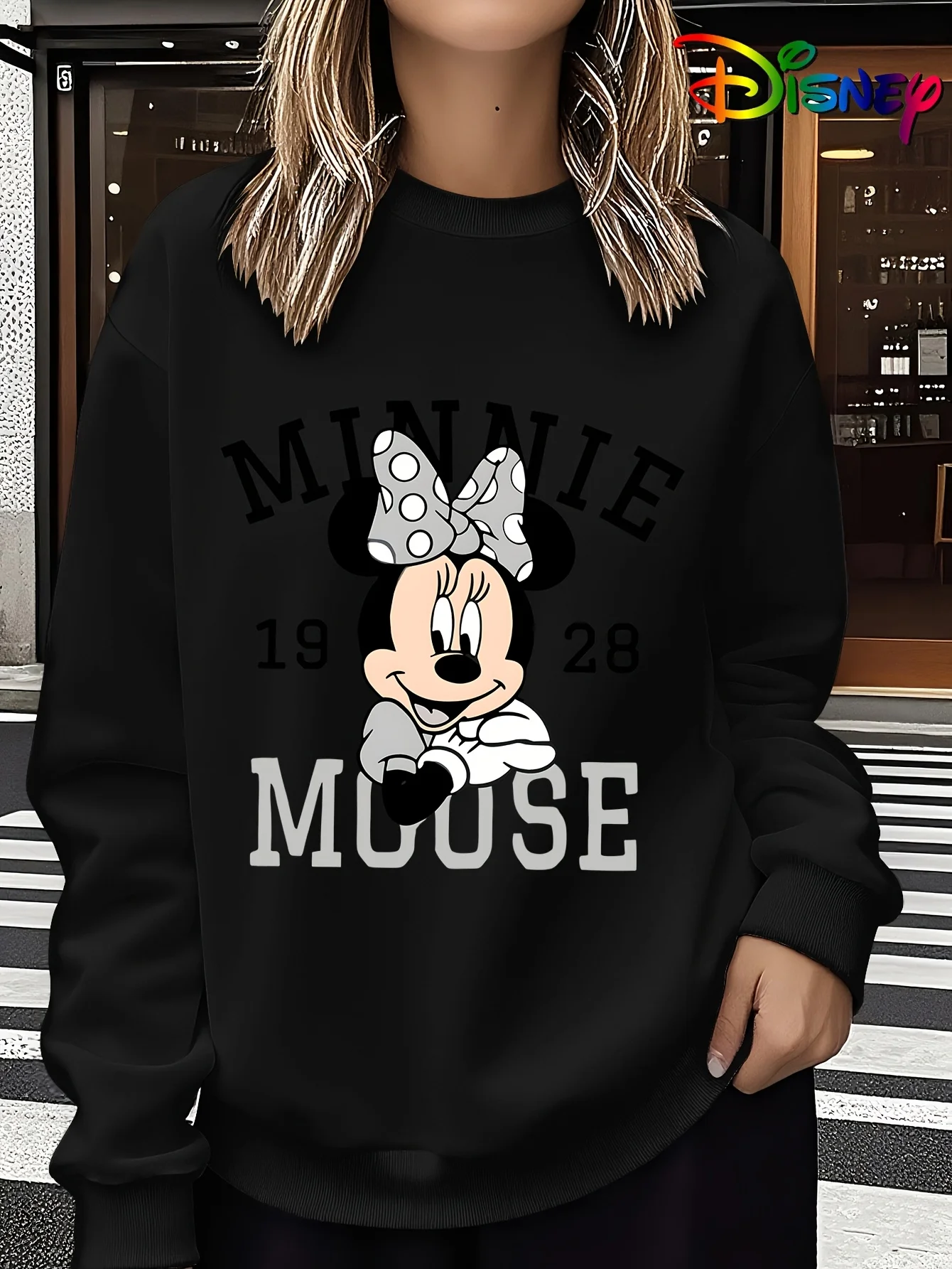 

Women's Minnie Mouse Cotton Hoodie Sweatshirt Pullover Casual Autumn Winter Fleece Oversize Couple Long Sleeves Top Coats