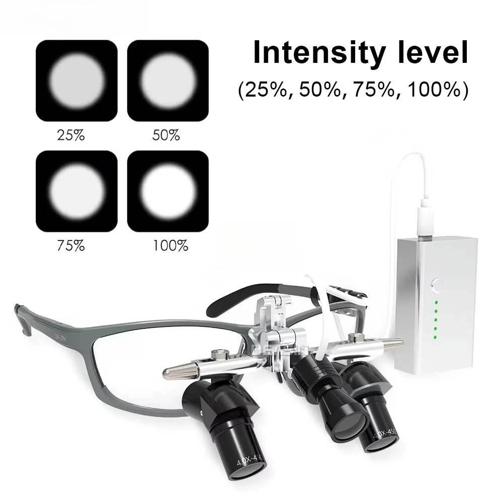 Loupes 48°Optical Corner Structure 4X 5X 6X Magnifying Glass with 5W LED Light Oral Surgery Lens All Metal Material