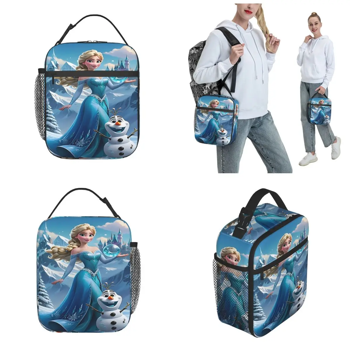 Frozen Princess Insulated Lunch Bags for Men Women Food Container Reusable Cooler Thermal Lunch Boxes For School Office