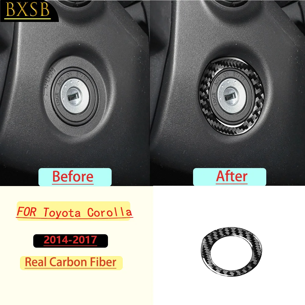 Real Soft Carbon Fiber For Toyota Corolla 2014-2018 Car Ignition Key Fob Frame Trim Customizable Stickers Interior Accessories