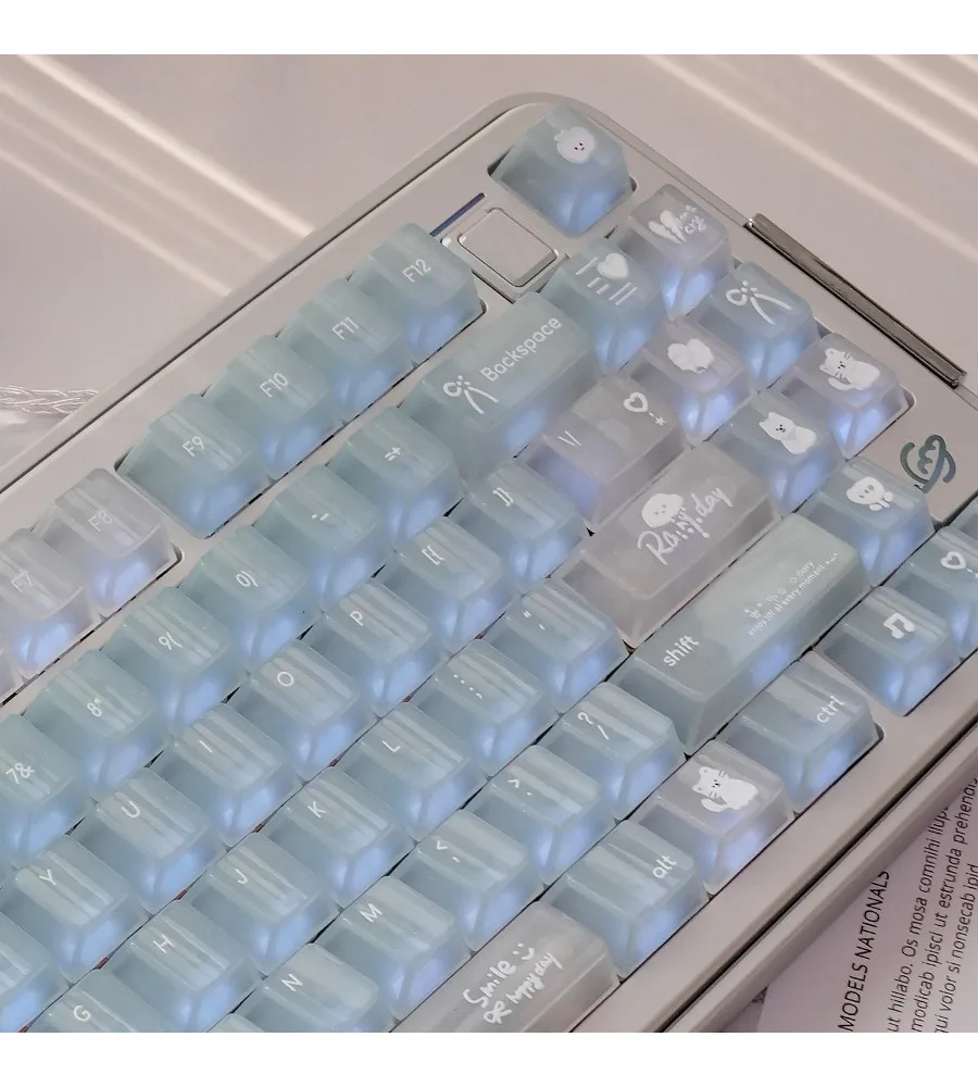 Mechanical keyboard Keycap UV printing Customized magnetic axis Original blue and white/pink flash Handbook diary