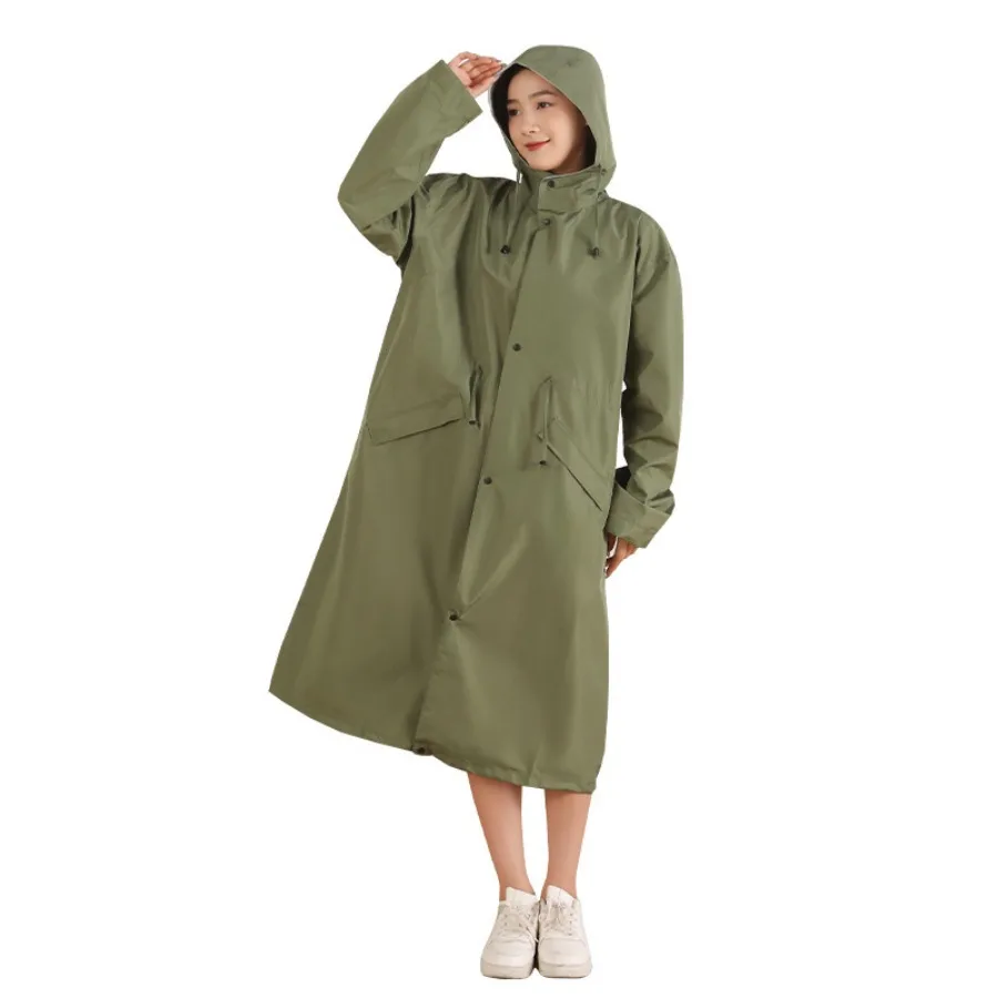 Women Thick EVA Semi-transparent Long Hooded Waterproof Raincoat Portable Rain Poncho For Outdoor Travel Cycling Multiple