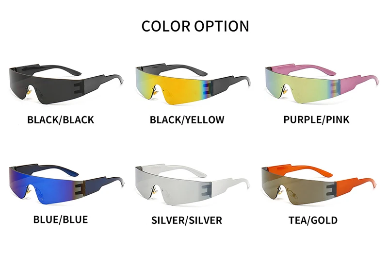 Neue Trends Y2K Sonnenbrille Frauen Männer Mode Punk Rahmenlose Sonnenbrille Marke Designer Einteilige Linsen Sport Goggle UV400 – Detail 5