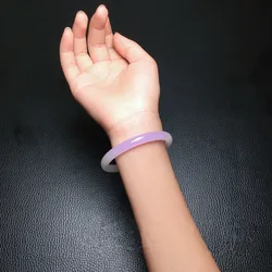 Natural Violet Hand-carved Round Jade Bracelet Fashion Boutique Jewelry Women's Half Purple and Half White Beauty Bracelet Gift